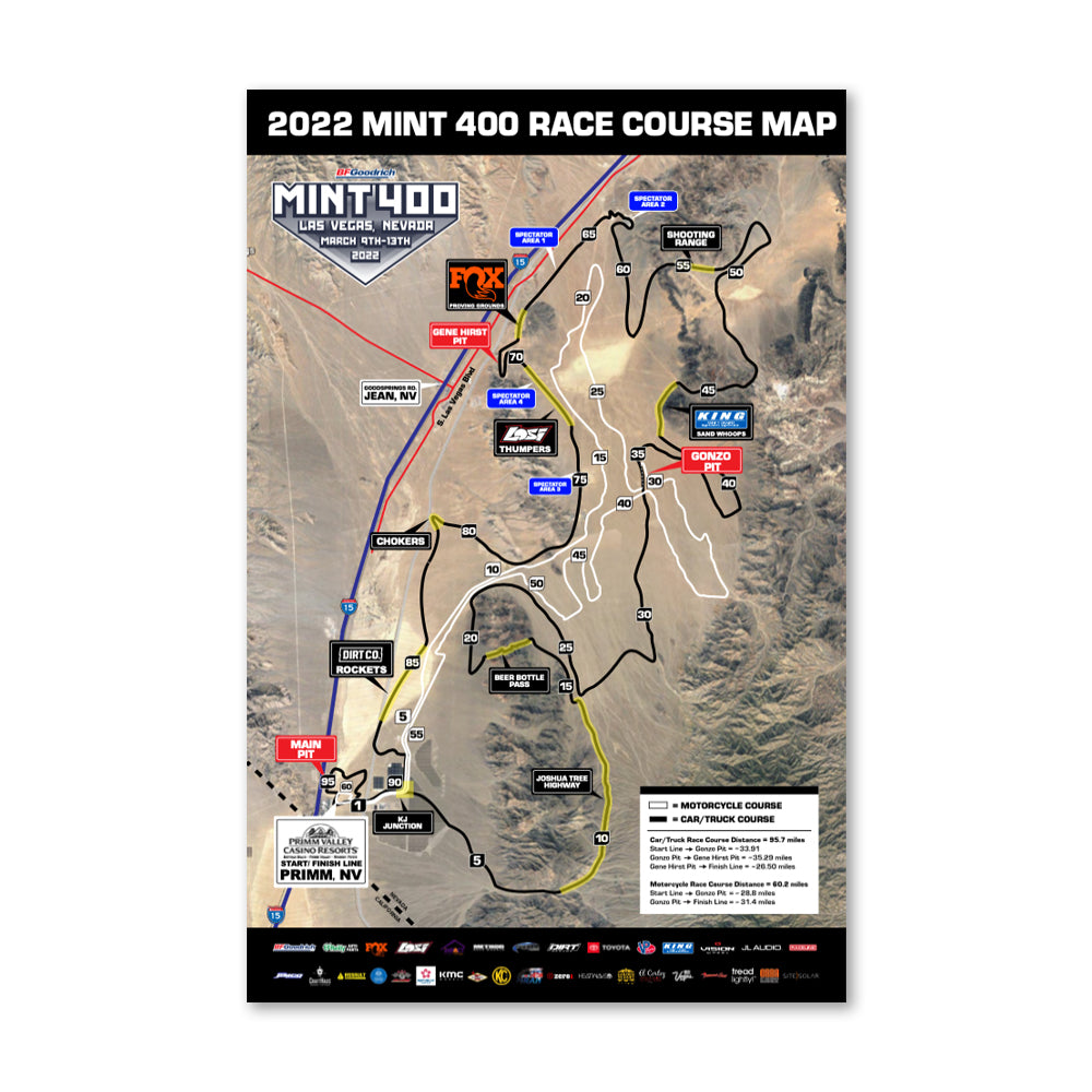 2022 Mint 400 Race Course Map Poster