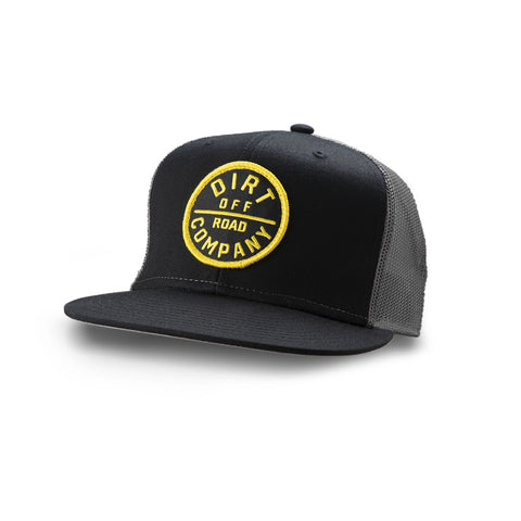 Dirt Co. Emblem Badge 6 Panel Twill Hat (Black/ Charcoal Mesh)