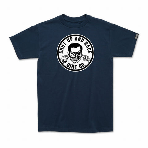 Dirt Co. Shut Up and Race Front Print T-Shirt (Navy)