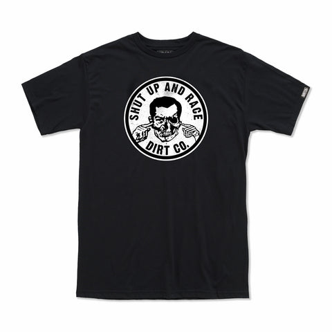Dirt Co. Shut Up and Race Front Print T-Shirt (Black)
