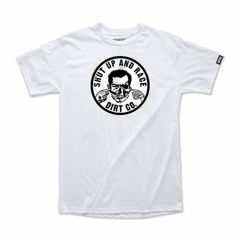 Dirt Co. Shut Up and Race Front Print T-Shirt (White)